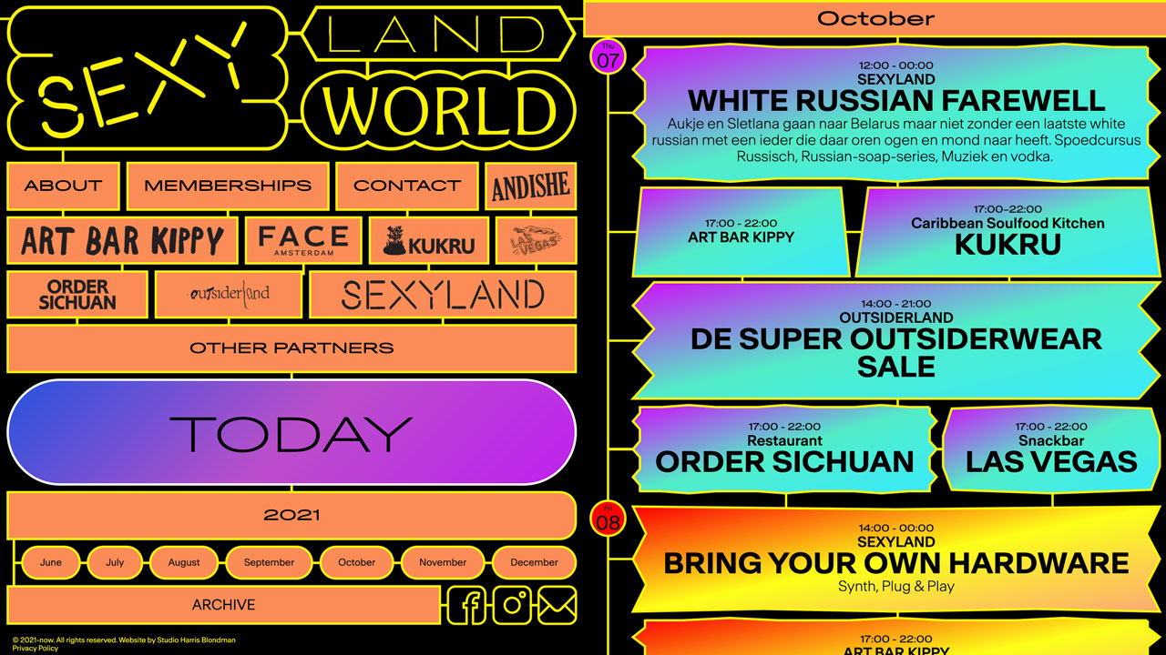 SEXYLAND World, SEXYLAND World is een cultureel clubhuis voor het creatieve (nacht)leven met doorlopende programmering